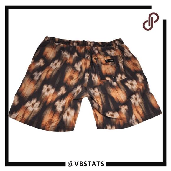 Barney Cool Men's Floral Blur Amphibious‎ Swim Trunks Brown Orange Size 38 - Picture 2 of 7